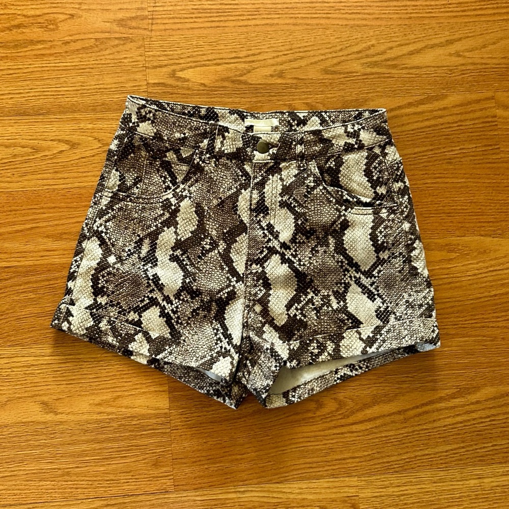 Snake Print High Waisted Cuffed Shorts